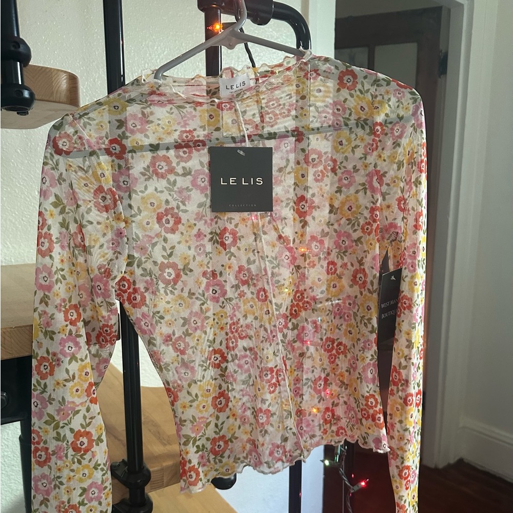 NWT Floral Sheer Layering Top
